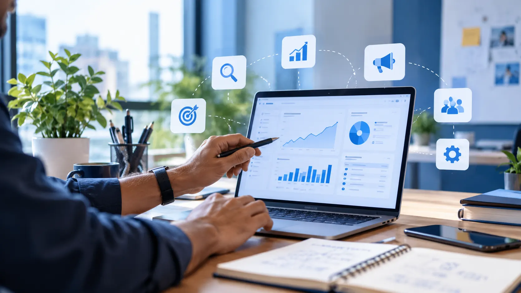 Digital Marketing Agency in Jaipur — specialist reviewing a search performance dashboard
